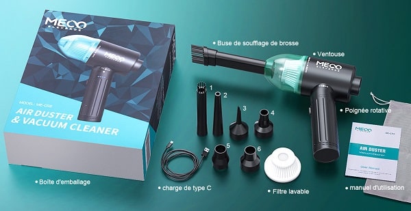 35,99€ dépoussiéreur, souffleur et aspirateur sans fil MECO ELEVERDE