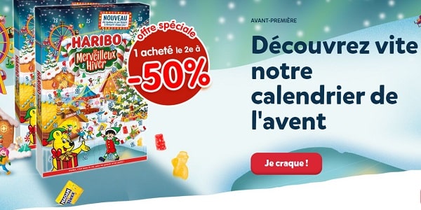 Calendrier de l’avent de bonbons HARIBO : 1 acheté le second à -50%