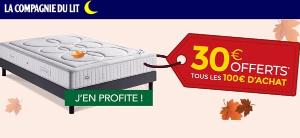 la compagnie du lit 30€ de remise tous les 100€ d'achat