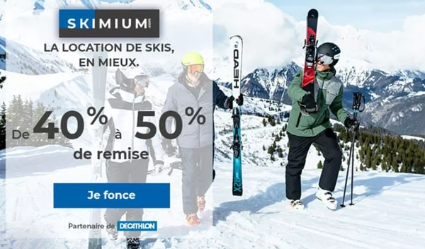 Location de ski pas chère avec 50% de remise sur Skimium (160 stations) pour 5€