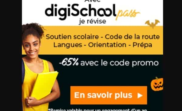 offre halloween digischool 65% de remise sur le digischool pass annuel