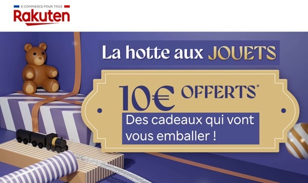 Rakuten offre 10€ de remise sur les jouets pour Noël