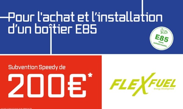 speedy 200€ de remise pour passer à l'e85, le carburant écologique & économique!