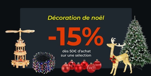 15% de réduction sur une sélection de décoration de noël