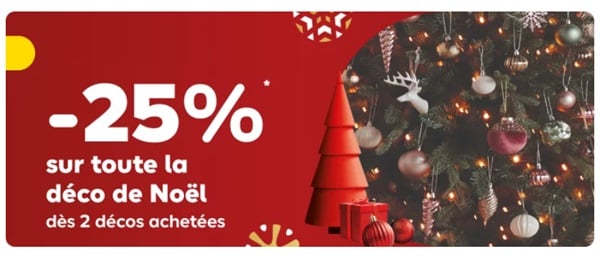 25% de remise immédiate sur toute la décoration de Noël sur Castorama dès 2 produits achetés