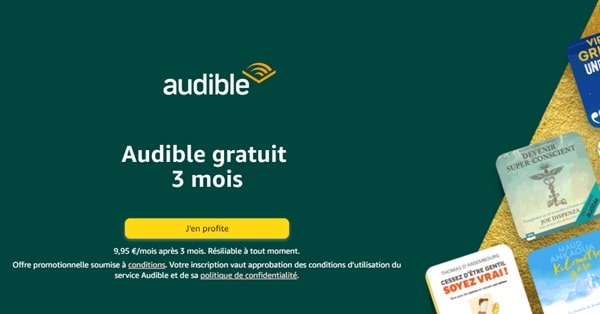 3 mois d'abonnement audible gratuit