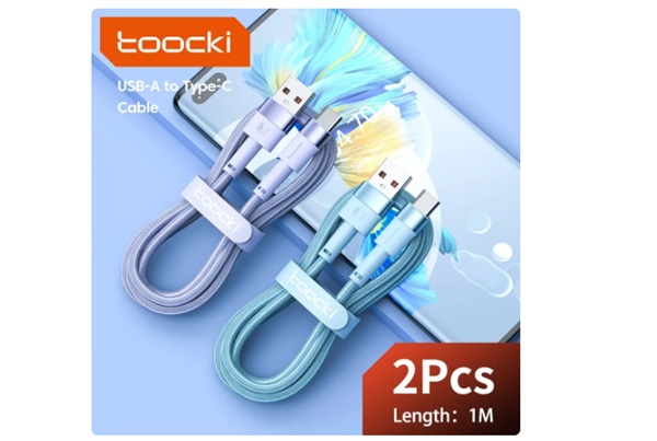 seulement 0,49€ le lot de 2 câbles usb a vers usb c colorés toocki