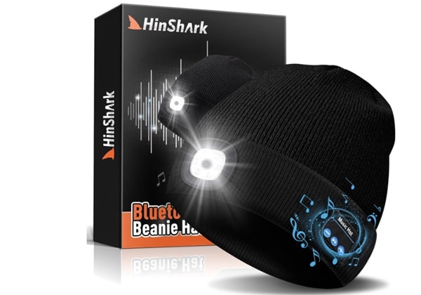 bonnet bluetooth avec éclairage led et écouteurs intégrés hinshark