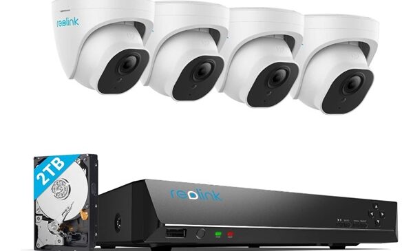 kit complet de surveillance avec 4 cameras 8mp et centrale avec disque dur 2to reolink  rlk8 800d4