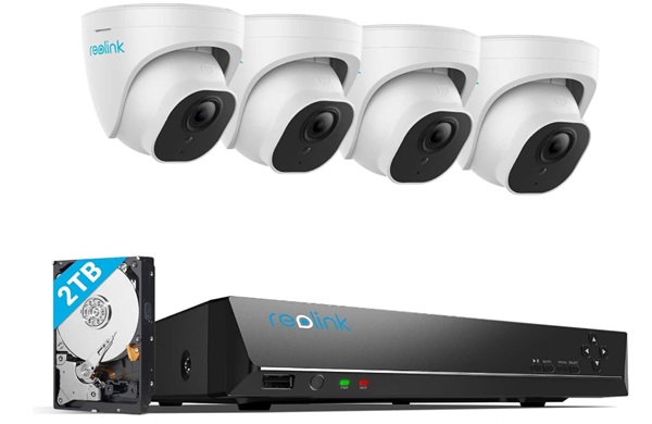 kit complet de surveillance avec 4 cameras 8mp et centrale avec disque dur 2to reolink  rlk8 800d4