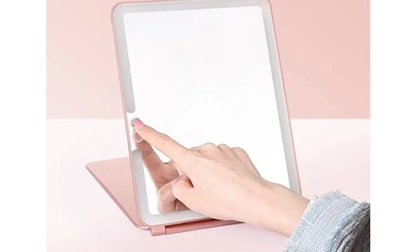 miroir de maquillage portable lumineux et écran tactile mingda