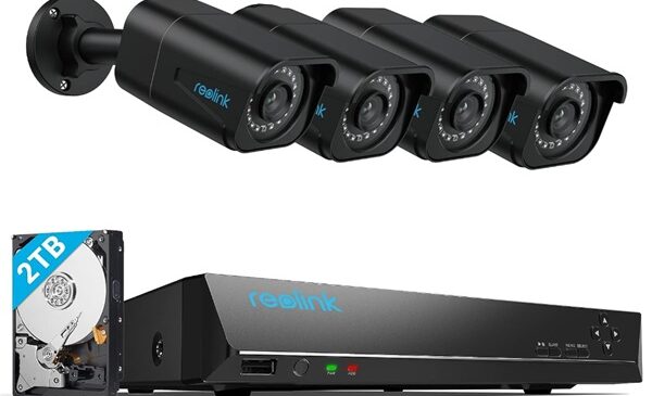 pack de vidéosurveillance reolink avec 4 cameras poe 8mp et centrale 2to  rlk8 800b4)