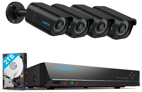 pack de vidéosurveillance reolink avec 4 cameras poe 8mp et centrale 2to  rlk8 800b4)