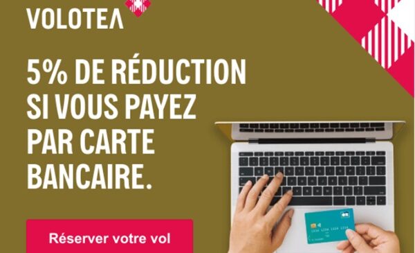 5% de remise sur le prix total de votre réservation volotea