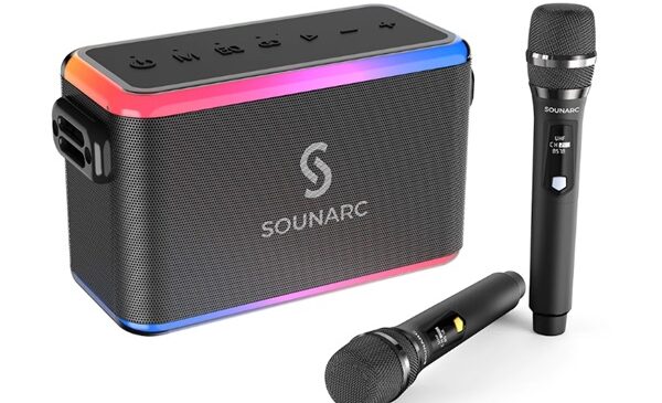 enceinte karaoké sounarc a1 80w  avec 2 micros et éclairage