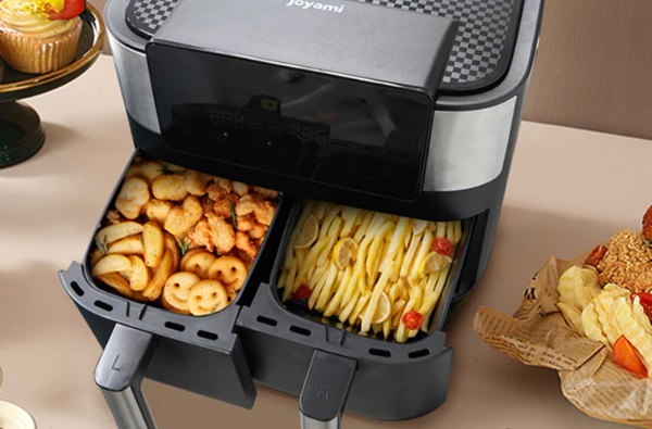 promo friteuse électrique air fryer double paniers joyami