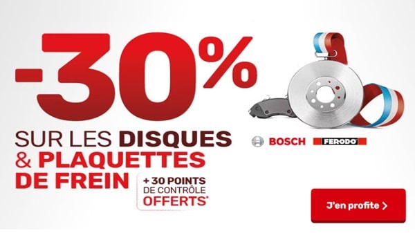 promotion freinage 30 % de remise sur les disques et plaquettes sur ad auto