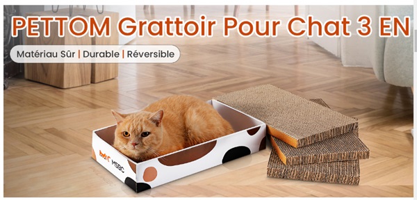 promotion sur le lot de 3 griffoirs chats pettom