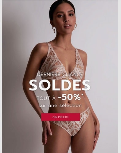 soldes aubade  50% sur toute la sélection pour la dernière démarque 