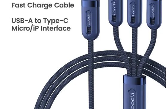 câble de charge rapide 3 en 1 Toocki USB-A vers USB-C, Micro USB et Lightning