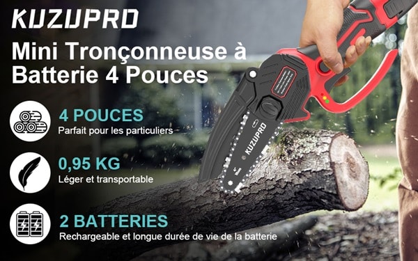 mini tronçonneuse électrique sans fil rechargeable KUZUPRO 