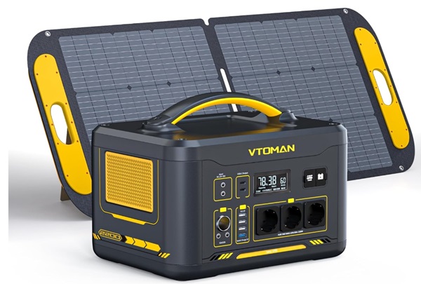 pack station électrique portable vtoman jump 2200 2200w 1548wh panneau solaire 110w