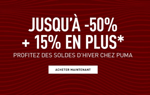 15% de remise supplémentaires sur les dernières démarques des soldes PUMA