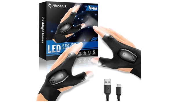 promotion gants rechargeables avec éclairage led hinshark