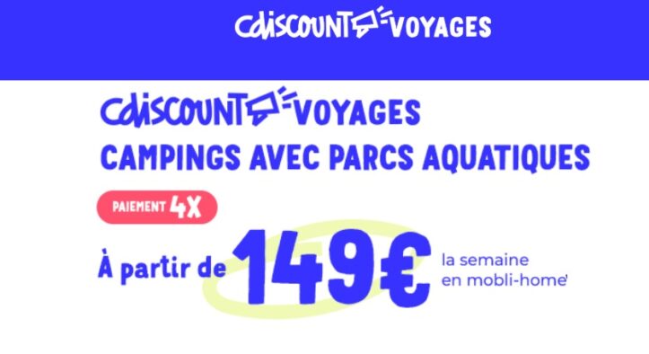50€ de remise sur tous les campings avec parcs aquatiques sur Cdiscount Voyages (dès 499€)