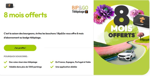 badge bip&go 8 mois d'abonnement offerts pour profiter du télépéage