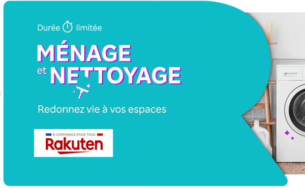 Offre Ménage et Nettoyage sur Rakuten = remise de 15€  dès 119€ ou 30€ dès 299€