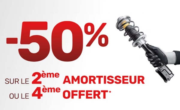 offre spéciale amortisseurs ad auto 50% de remise sur le 2ème amortisseur ou le 4ème offert