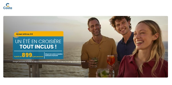 votre costa croisières cet été en tout inclus à partir de 899 € (boisson incluses)