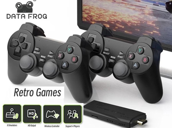 console de jeux vidéo retro y3 lite data frog avec 2 manettes