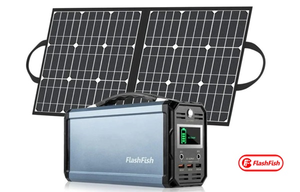 pack générateur solaire portable Flashfish G300 + panneau solaire pliable SP50 50W