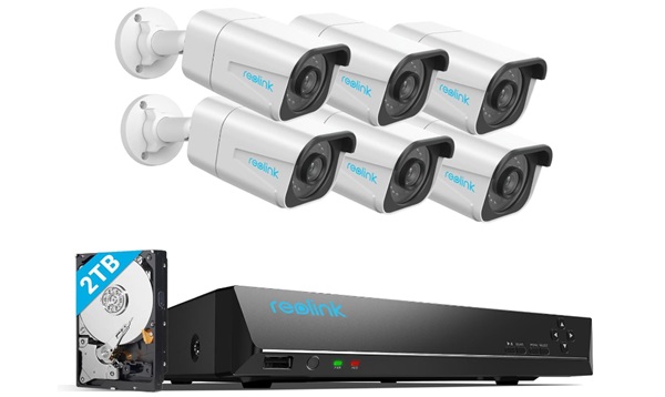 vente flash kit de surveillance reolink rlk8 800b6 avec 6 cameras et centrale disque dur 2to