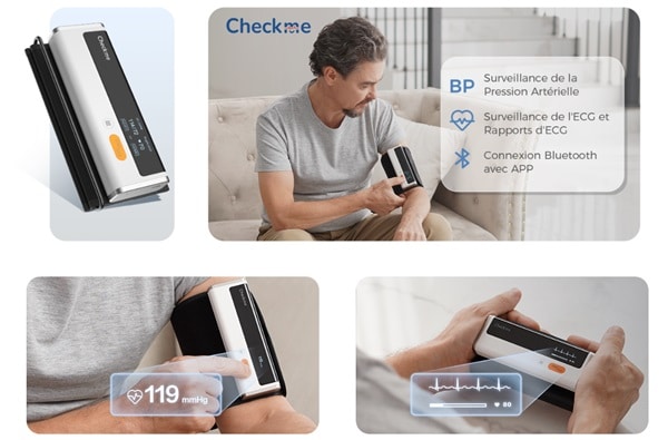 tensiomètre et électrocardiogramme professionnel checkme armfit plus