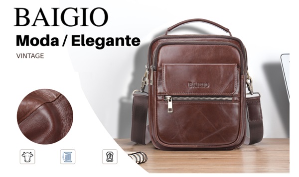 Sacoche bandoulière en cuir vachette BAIGIO en promotion sacoche bandoulière en cuir vachette baigio en promotion