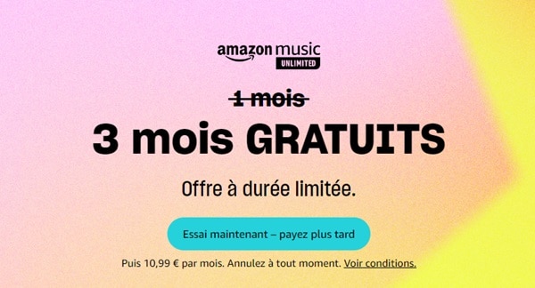 3 mois gratuit à amazon music