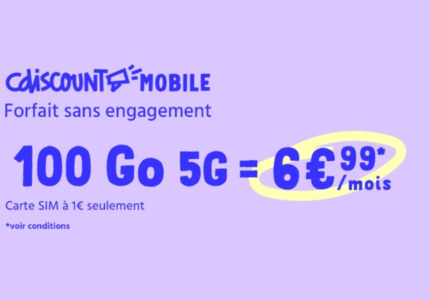 forfait 100go cdiscount mobile 5g = 6,99€