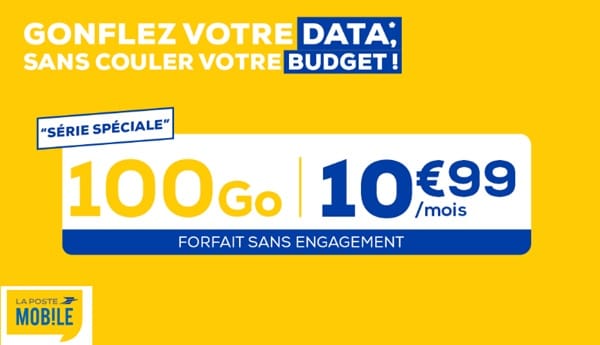 vente flash forfait sans engagement 100go la poste mobile à 10,99€