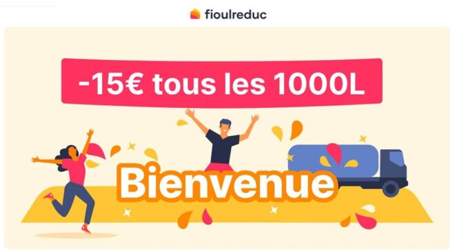 15€ de remise sur votre commande de fioul sur Fioulreduc (livraison partout en France) tous les 1000l