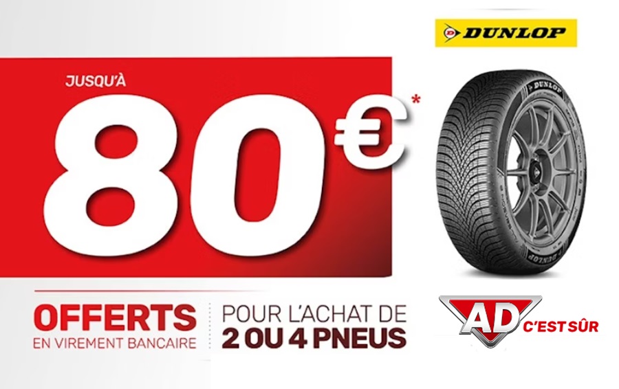 Changez vos pneus avec Dunlop chez AD Auto et économisez jusqu’à 80€