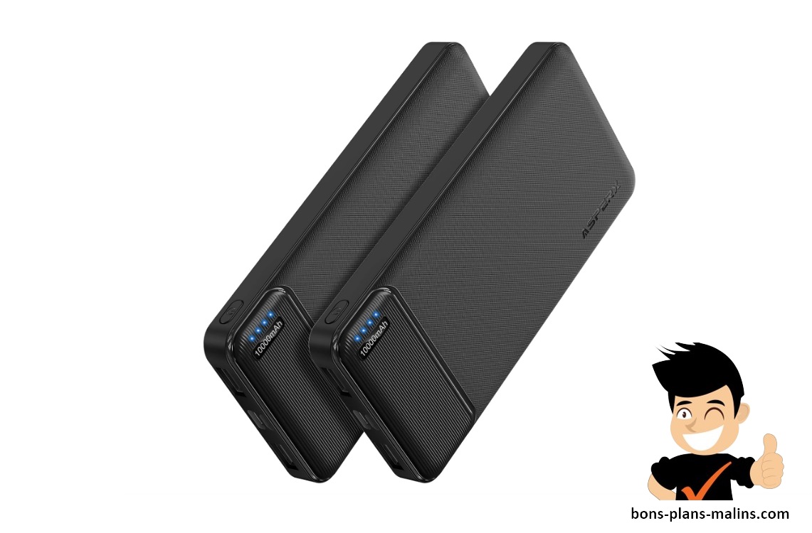 lot de 2 batteries externes 10000mAh AsperX pour seulement 18,59€ (-40%