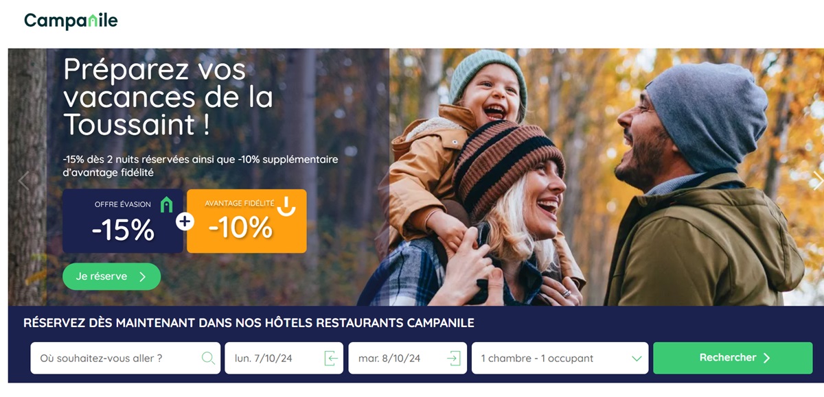 Profitez des vacances de la Toussaint avec 15% de réduction chez Campanile