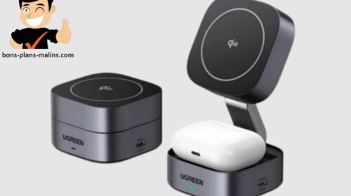 Vente Flash : 34,19€ station de charge sans fil 2 en 1 iPhone & AirPods UGREEN Qi2