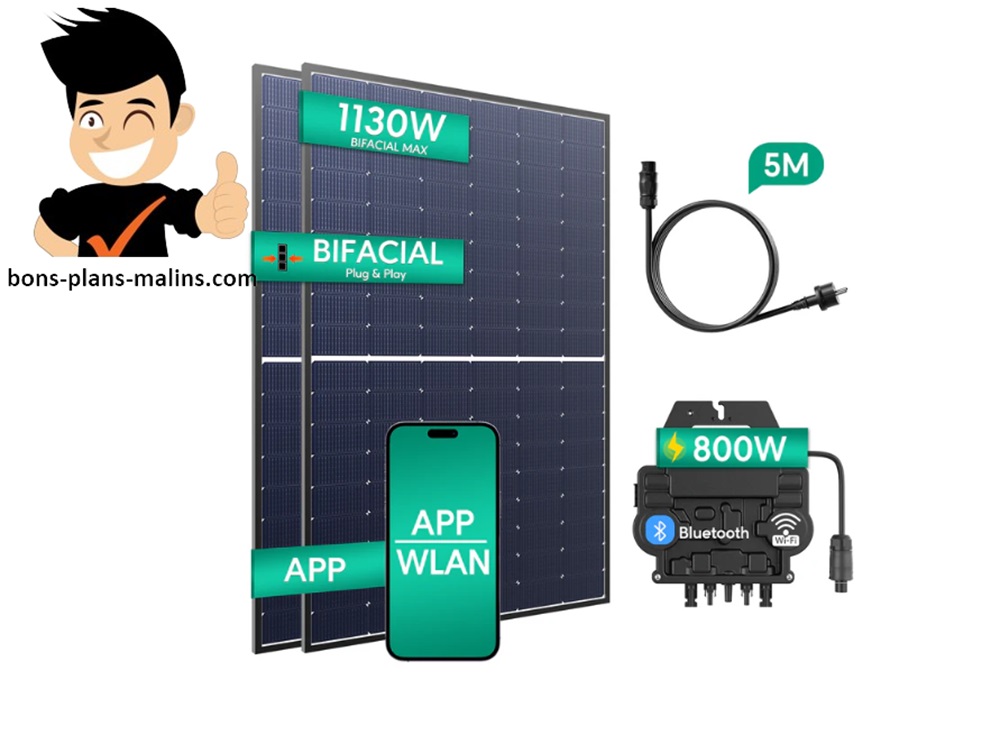 Adoptez l'énergie solaire : kit 2 panneaux bifaciaux 435W + micro-onduleur Zendure