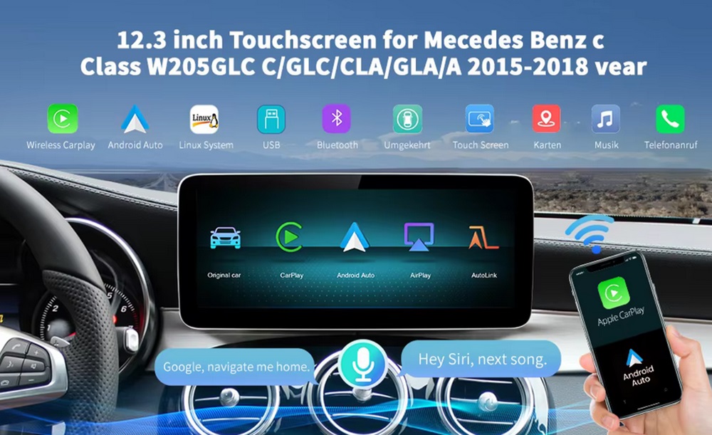 ajoutez carplay ou android auto sur votre mercedes avec l’écran tactile 
