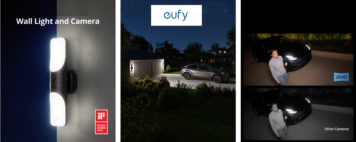 protégez et éclairez votre maison avec l’applique murale 2 en 1 eufy s100 en promo