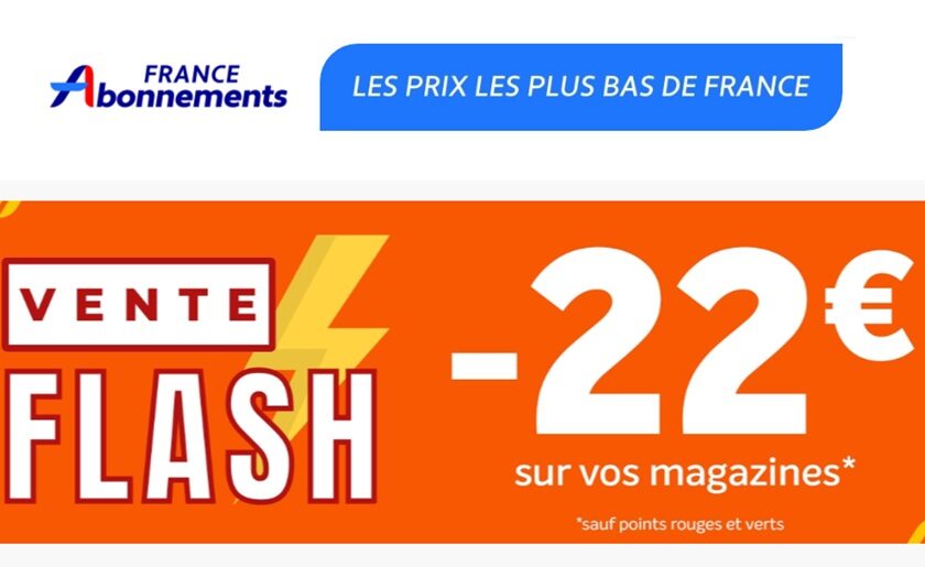 offre abonnements magazines 22€ de remise sur les dizaines de titres (sans minimum)